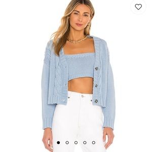 Revolve Lu Callahan Cardigan and Sweater Set in Baby Blue Size Small